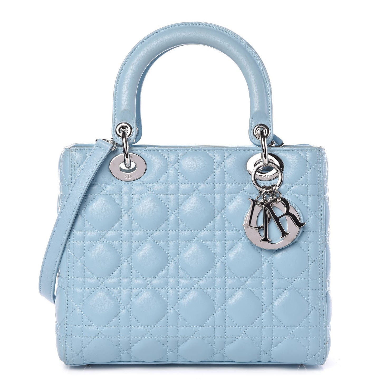 Lambskin Cannage Medium Lady Dior Light Blue