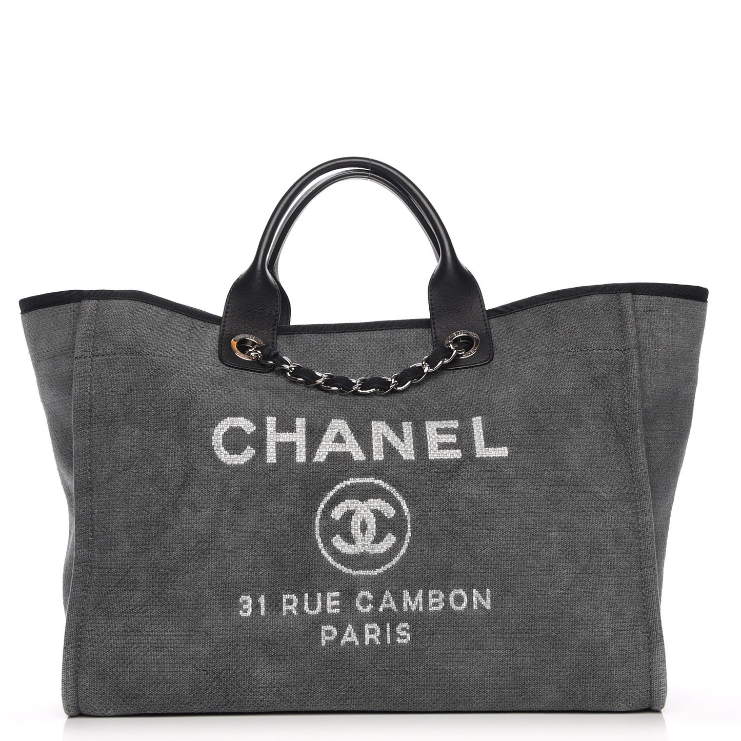 Canvas Large Deauville Tote Dark Grey