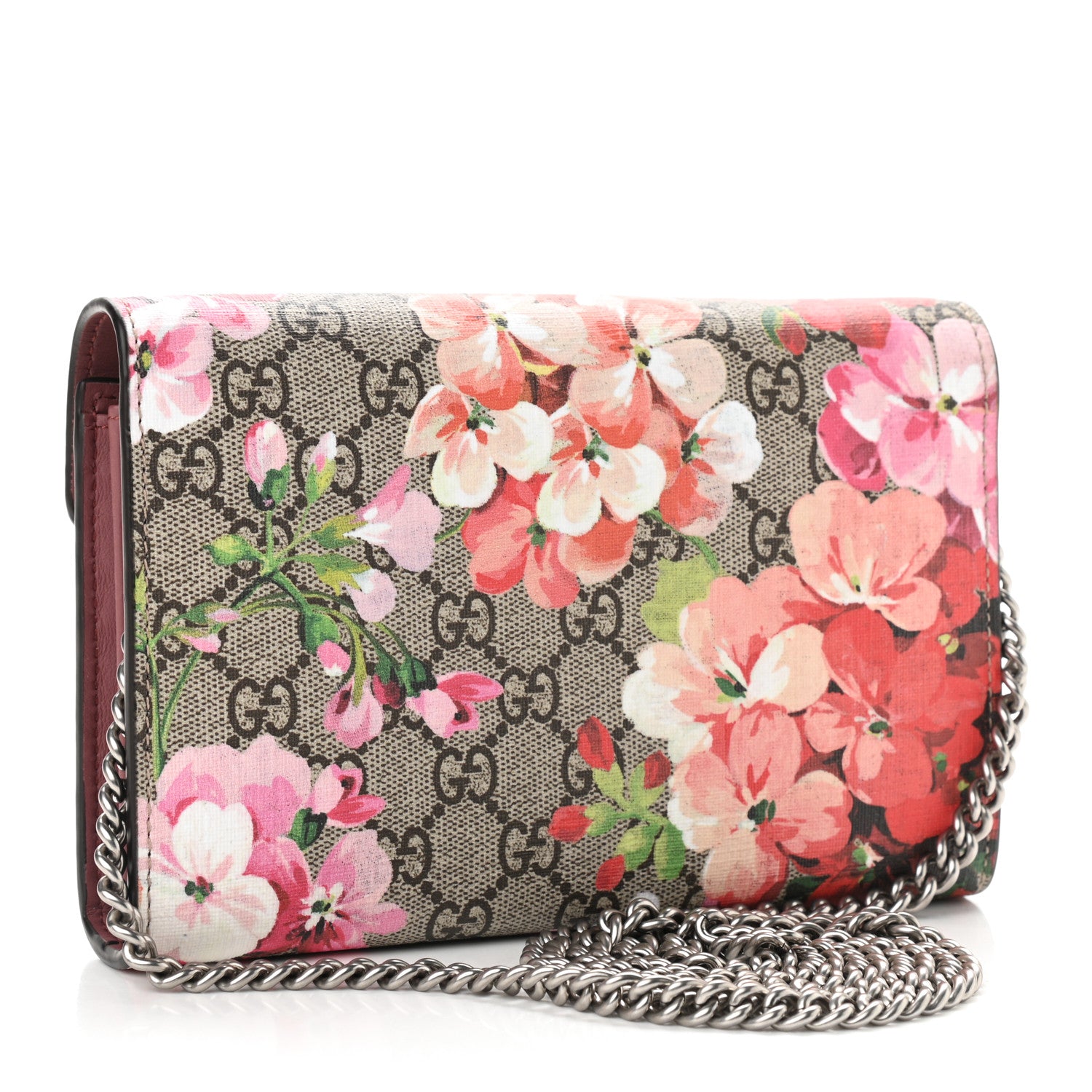 Gucci GG Supreme Monogram Blooms Mini Dionysus Chain Wallet Beige Multicolor Dry Rose 3 of 9