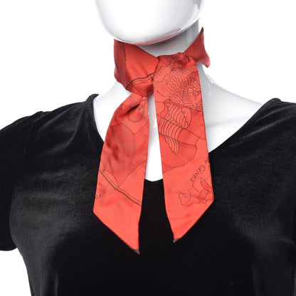 Hermes Silk Pavois Twilly Rouge Fluo Bleu Rouge 2 of 4