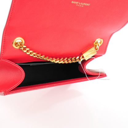 Saint Laurent Calfskin Studded Small Monogram Satchel Red 5 of 7