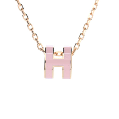 Hermes Lacquered Rose Gold Mini Pop H Pendant Necklace Rose Dragee 3 of 4