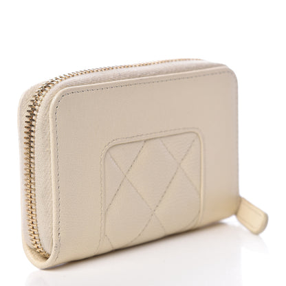 Chanel Sheepskin Quilted Mademoiselle Vintage Zip Coin Purse White 3 of 12