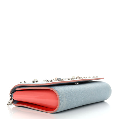 Christian Louboutin Denim Calfskin Patent Pearl Spikes Loubinthesky Paloma Clutch Paloma Blue 4 of 12