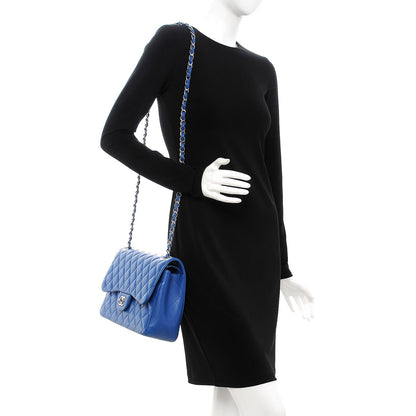 Chanel Lambskin Quilted Jumbo Double Flap Blue 2 of 10