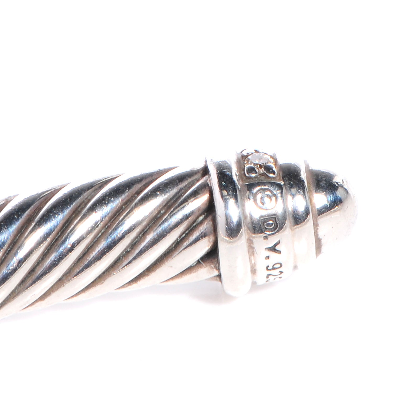 David Yurman Sterling Silver Diamond 5mm Cable Classics Cuff 4 of 5