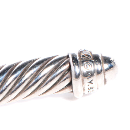 David Yurman Sterling Silver Diamond 5mm Cable Classics Cuff 4 of 5