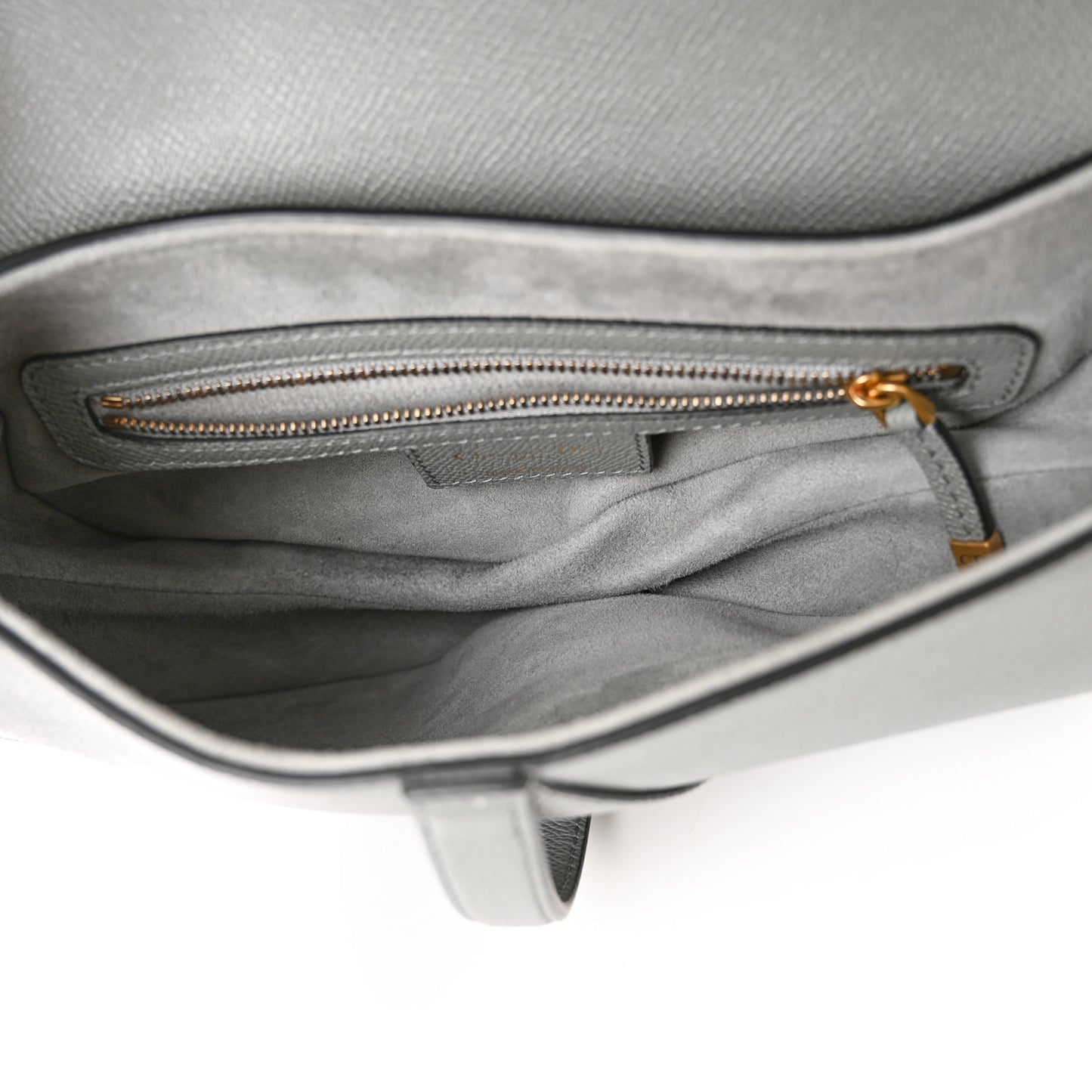 Grained Calfskin Saddle Bag Grey