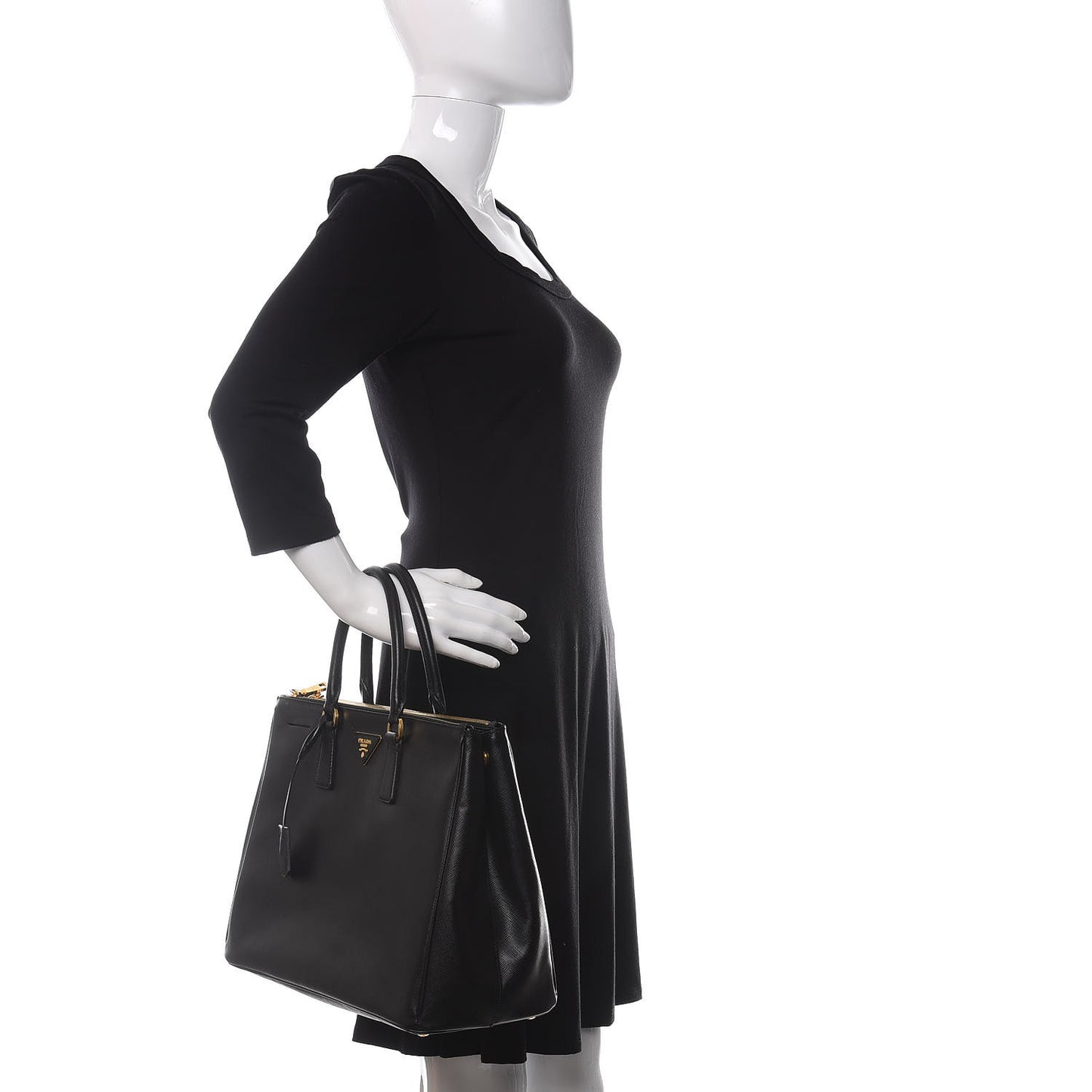 Saffiano Large Galleria Double Zip Tote Black