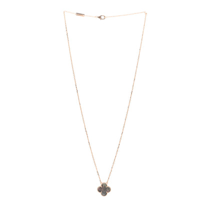 Van Cleef & Arpels 18K Rose Gold Gray Mother of Pearl Vintage Alhambra Pendant Necklace 2 of 5