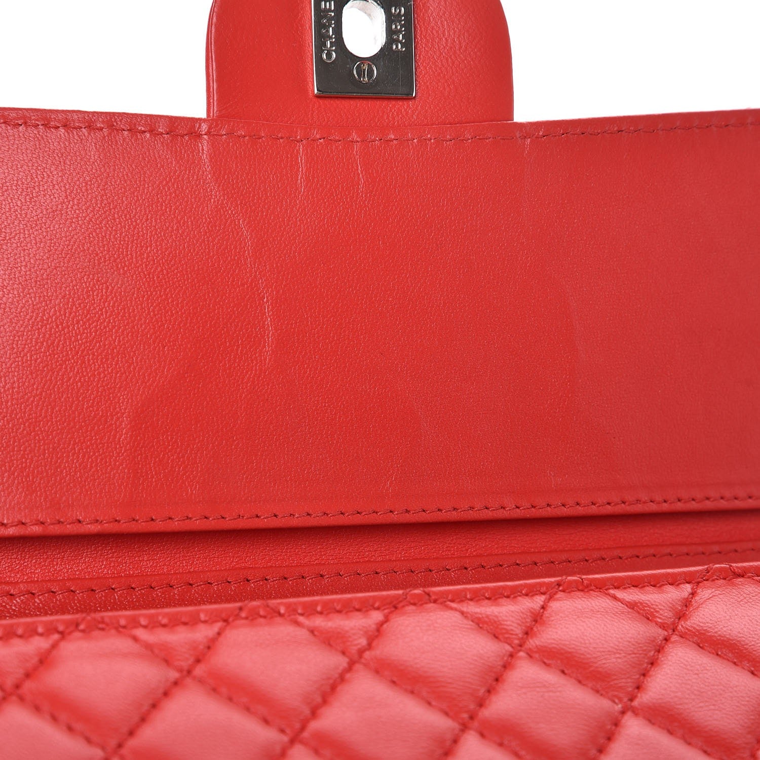Chanel Lambskin Quilted Chain Clutch Flap Red 8 of 9