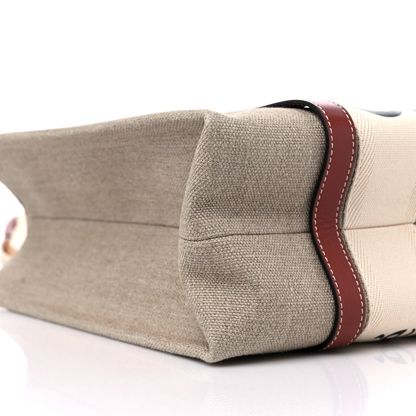 Cotton Calfskin Medium Woody Ribbon Tote White Brown