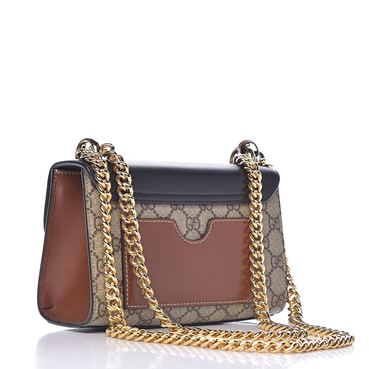 Gucci GG Supreme Monogram Calfskin Small Padlock Shoulder Bag Beige Black Cuir 3 of 12