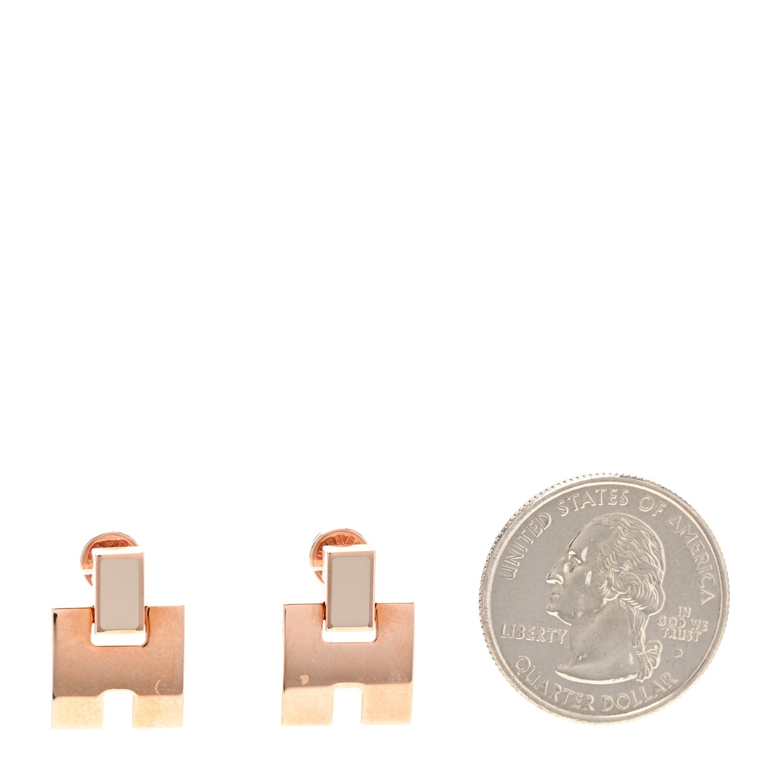 Hermes Rose Gold Lacquer Eileen Earrings Etoupe 2 of 4