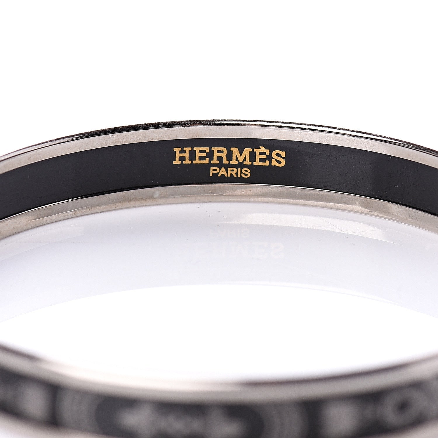 Hermes Enamel Printed Narrow Grand Apparat Bracelet 65 Black 3 of 5