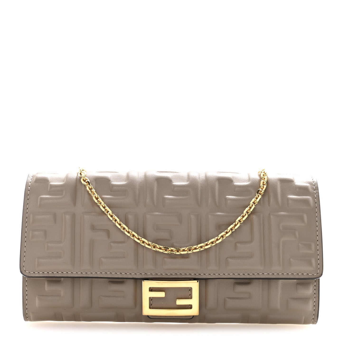 Nappa Matisse FF Embossed Continental Wallet On Chain Tortora