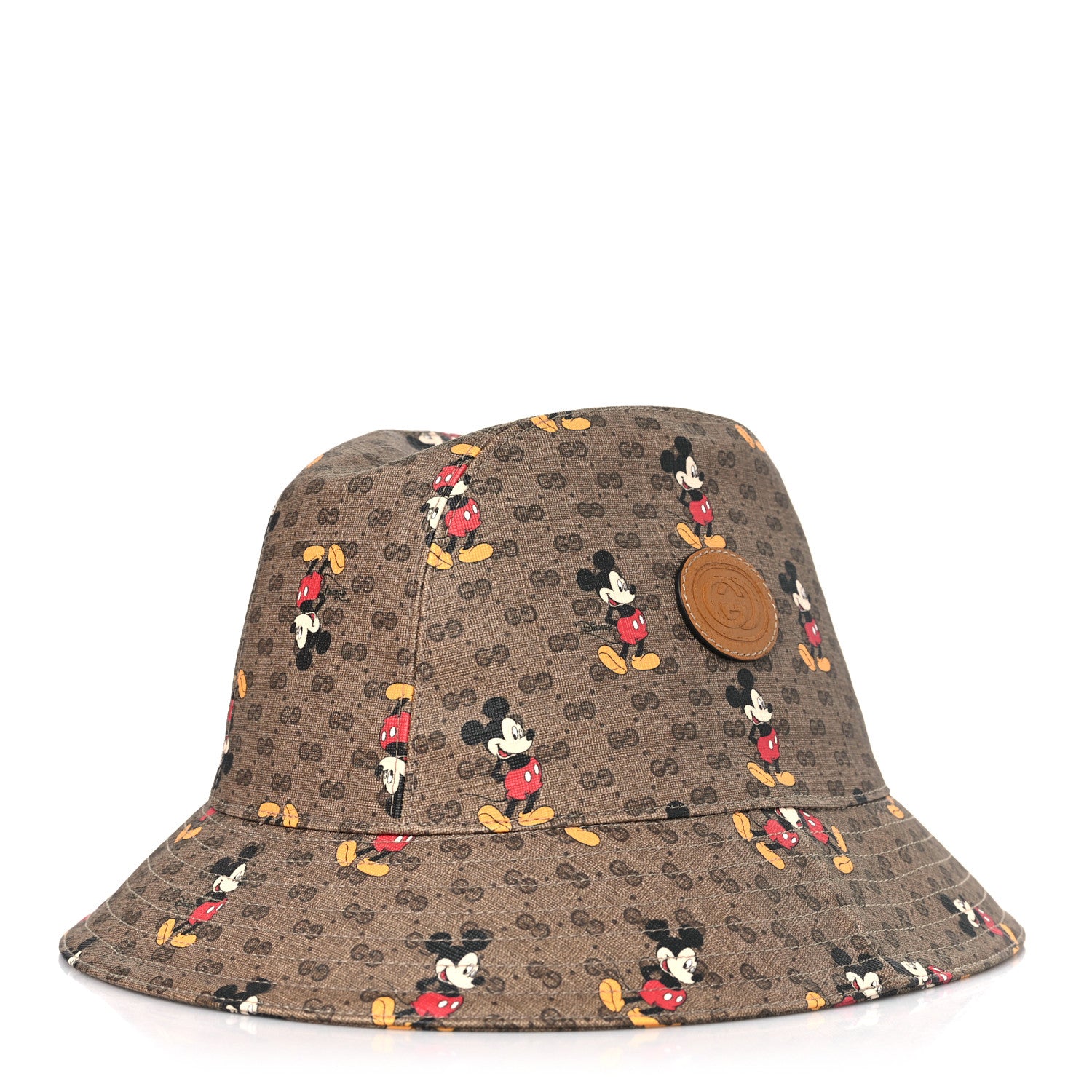 Gucci X DISNEY Mini Vintage GG Supreme Monogram Mickey Mouse Trent Bucket Hat M Beige Ebony Yellow 1 of 8