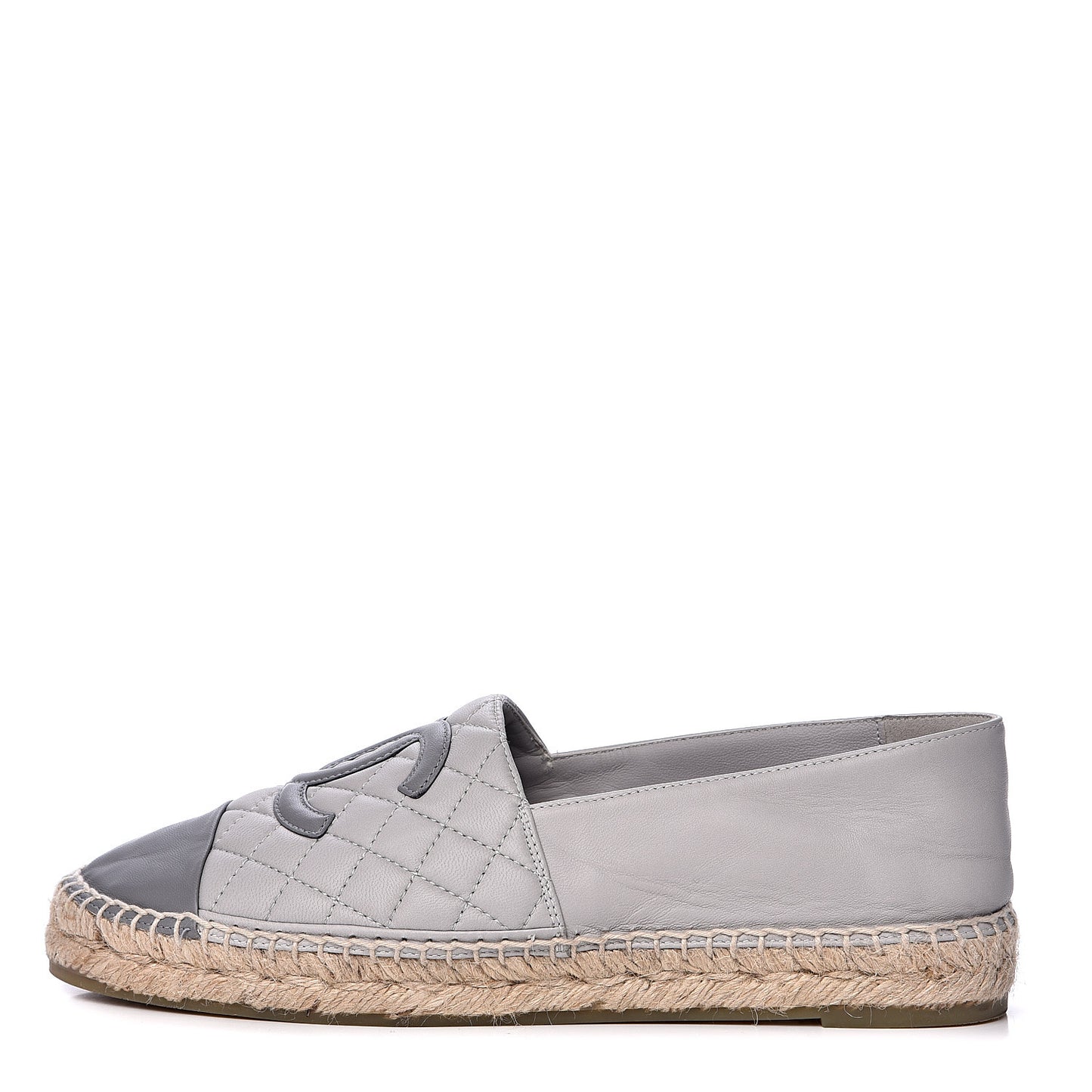 Lambskin Quilted CC Espadrilles 40 Grey
