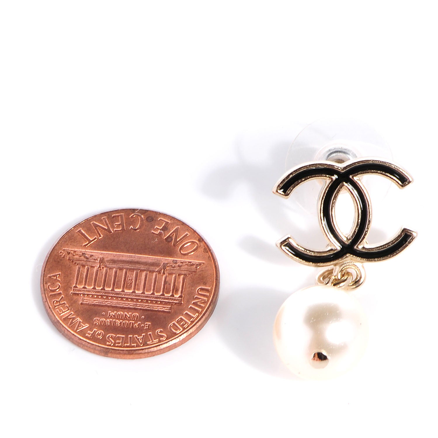 Chanel Pearl CC Dangle Earrings Black 2 of 5
