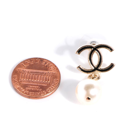 Chanel Pearl CC Dangle Earrings Black 2 of 5