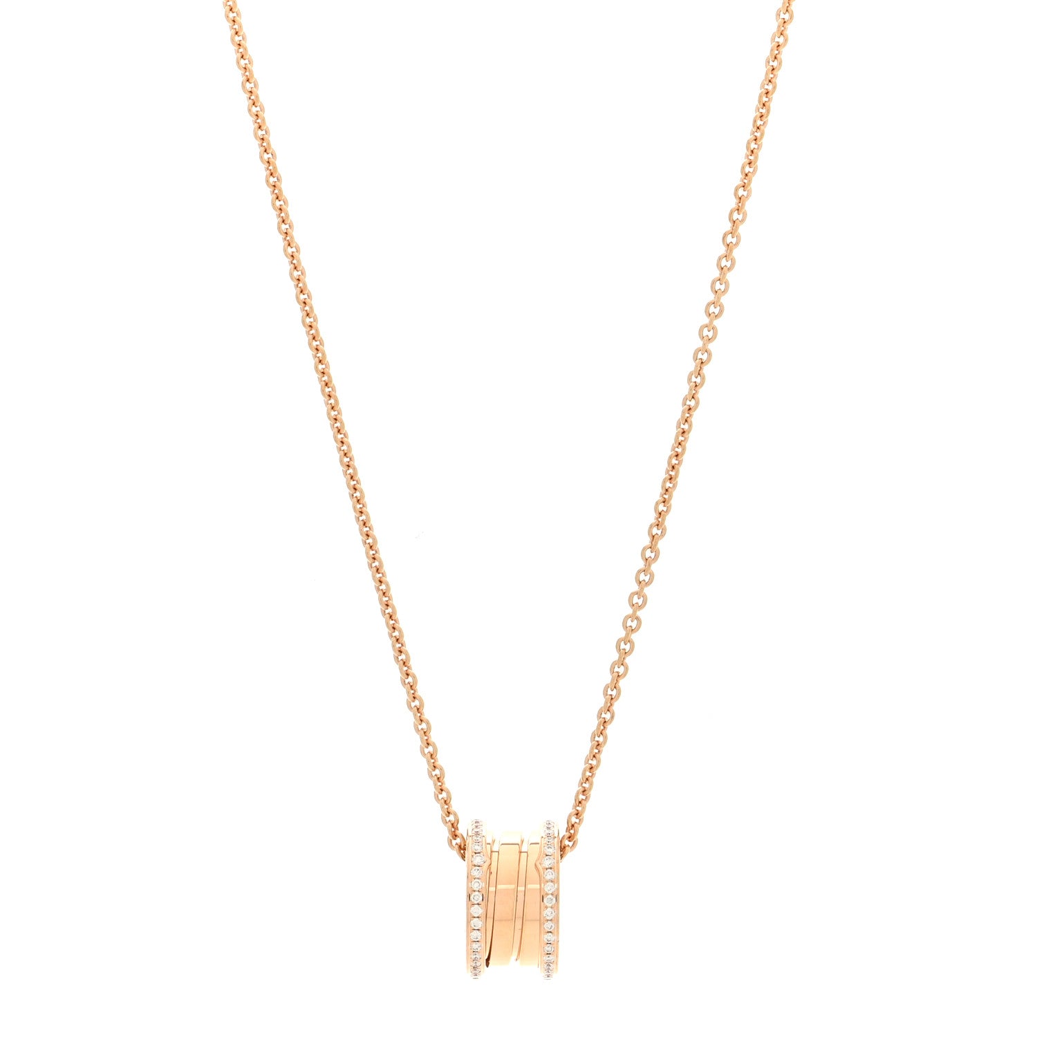 Bulgari 18K Rose Gold Diamond B.Zero1 Pendant Necklace 1 of 6