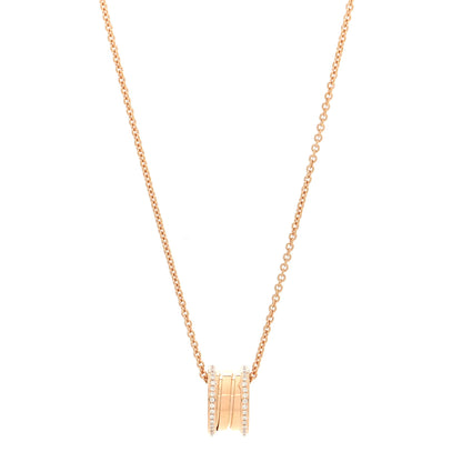 Bulgari 18K Rose Gold Diamond B.Zero1 Pendant Necklace 1 of 6