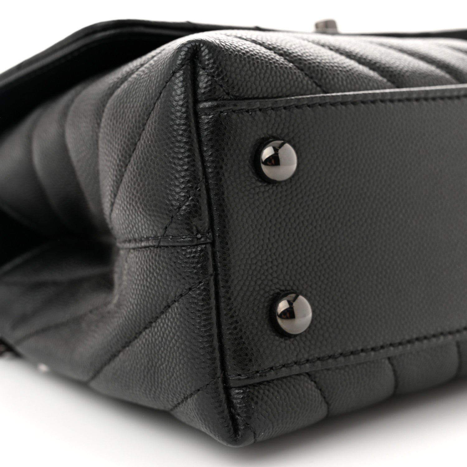 Chanel Caviar Chevron Quilted Mini Coco Handle Flap So Black 9 of 11