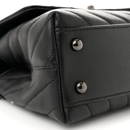 Chanel Caviar Chevron Quilted Mini Coco Handle Flap So Black 9 of 11