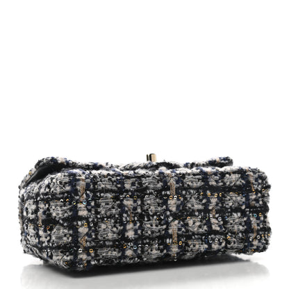 Chanel Glittered Tweed Quilted Mini Rectangular Flap Navy Blue 4 of 9