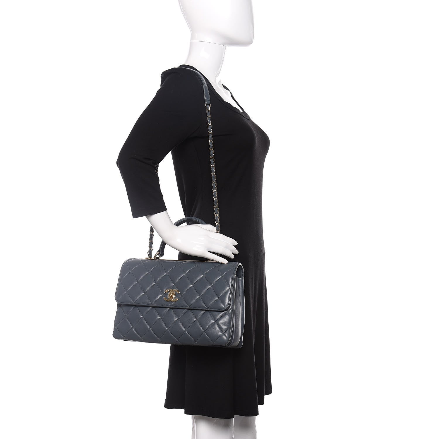 Chanel Lambskin Quilted Medium Trendy CC Flap Dual Handle Bag Grey 2 of 11