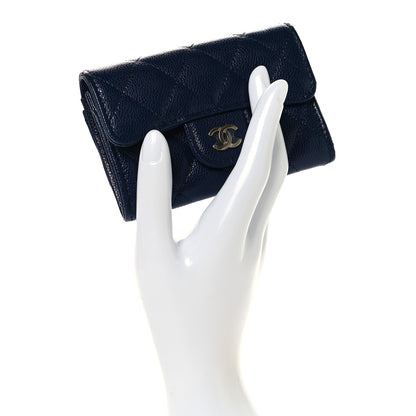 Chanel Caviar Quilted Flap Card Holder Wallet Navy Blue 2 of 9