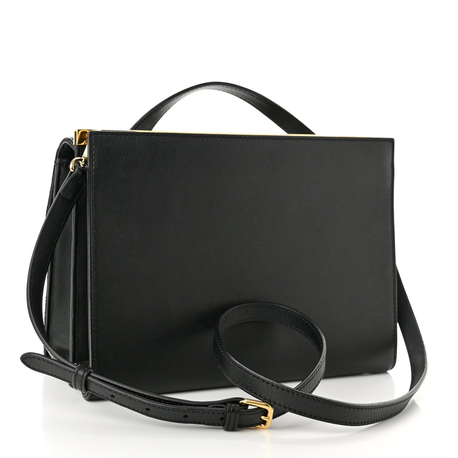 Fendi Nappa Calfskin Crocodile Trapuntata Demi Jour Shoulder Bag Black 3 of 11