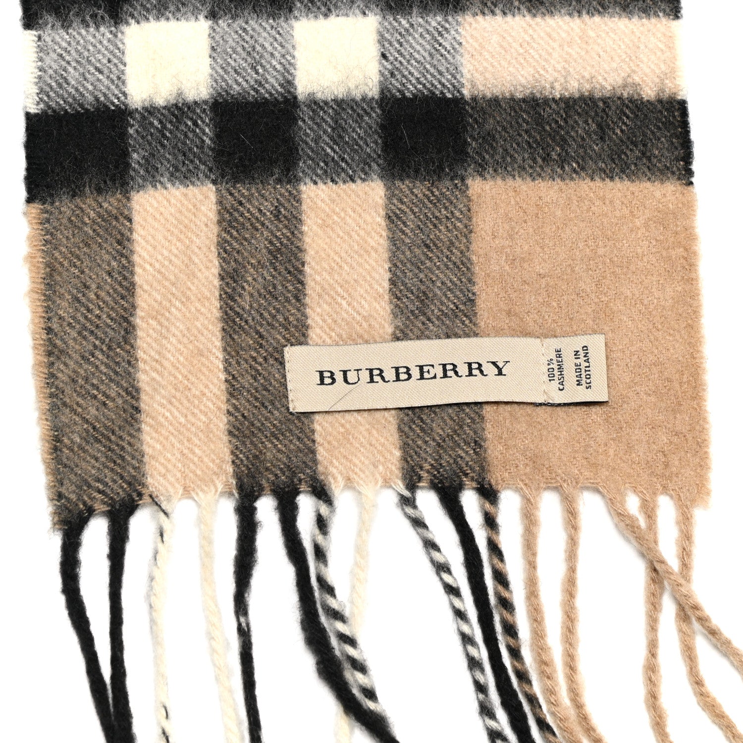 Burberry Cashmere Giant Check Fringe Scarf Camel 4 of 5
