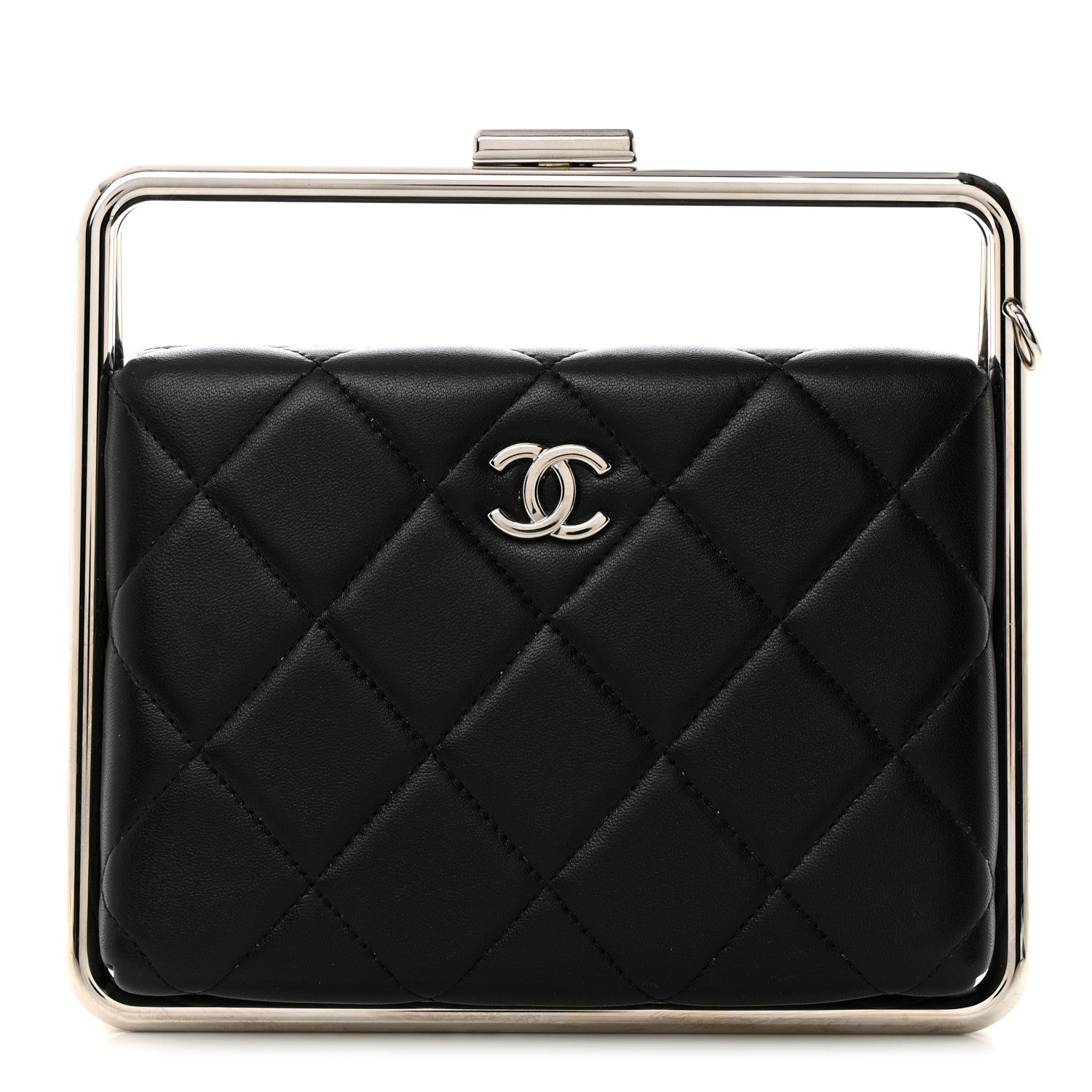 Chanel Quilted Lambskin Metal Bar Clutch Bag Black 1 of 11
