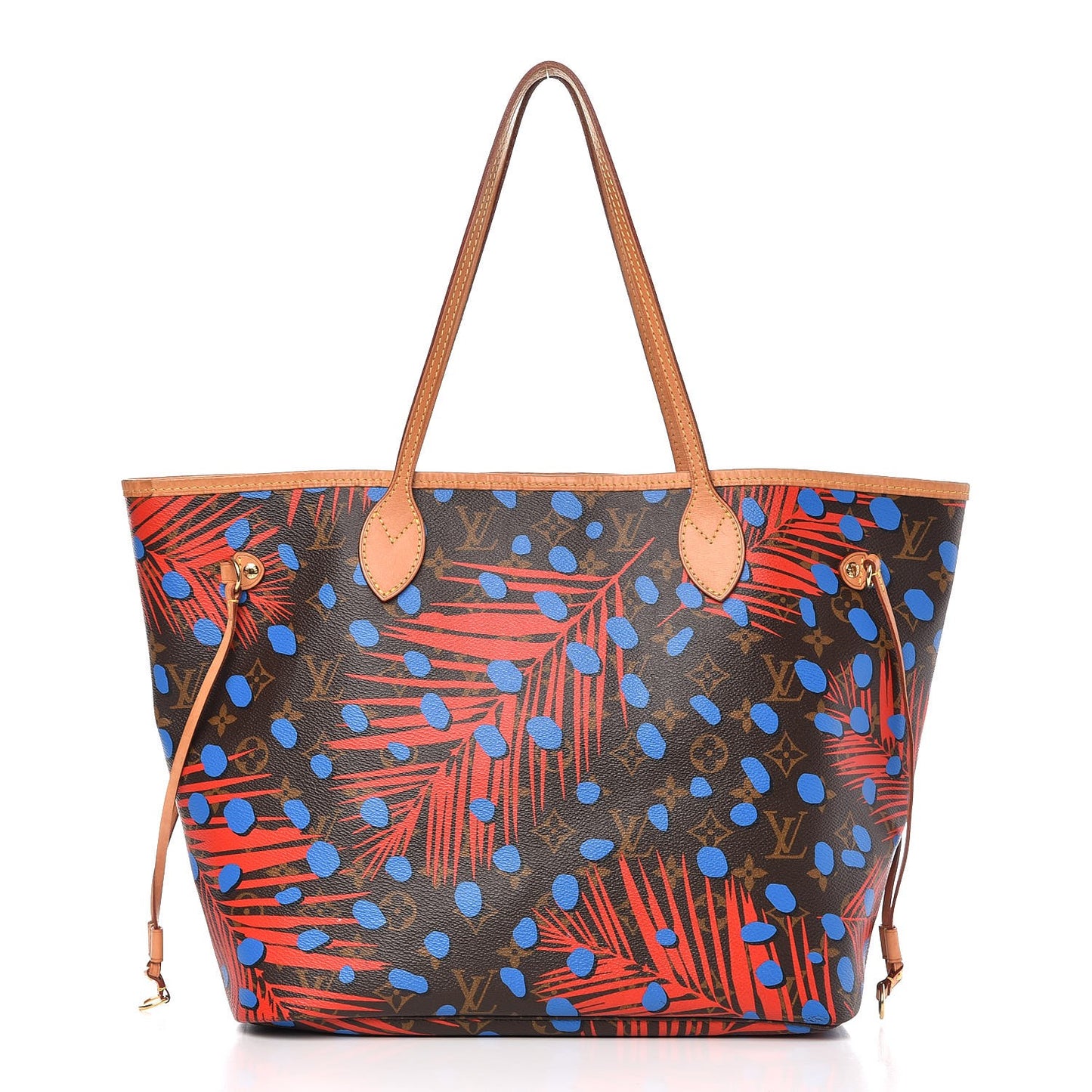 Monogram Jungle Dots Neo Neverfull MM Coquelicot Denim