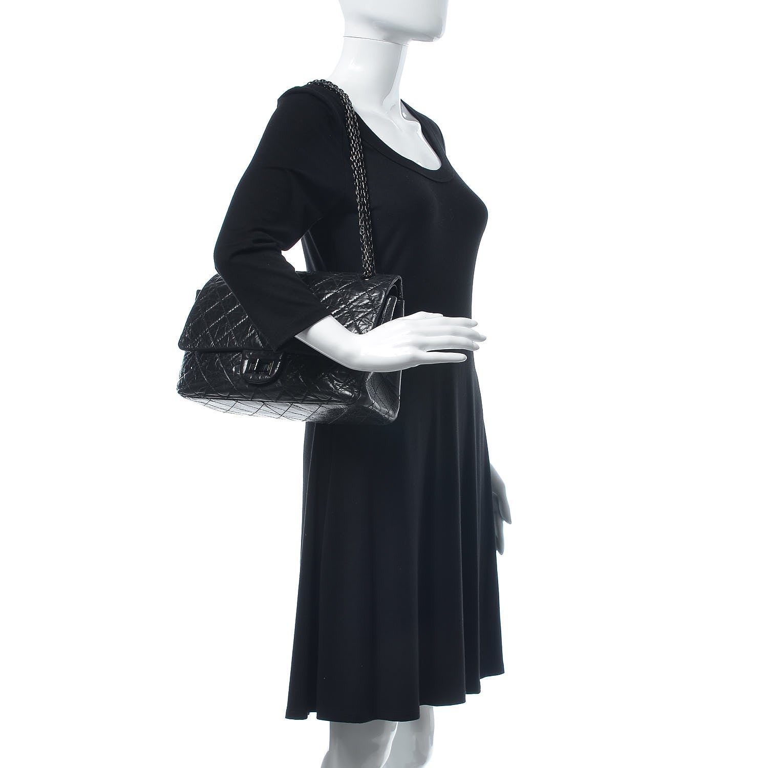 Chanel Glazed Aged Calfskin Quilted 2.55 Reissue 227 Flap So Black 2 of 11
