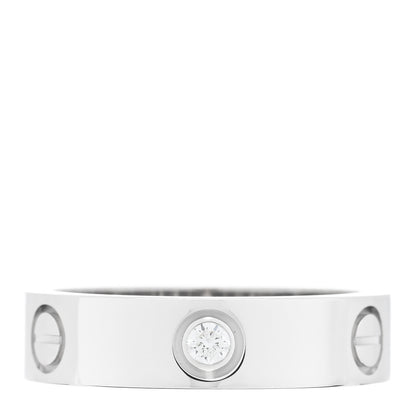 Cartier 18K White Gold 3 Diamond 5.5mm LOVE Ring 59 8.75 3 of 5