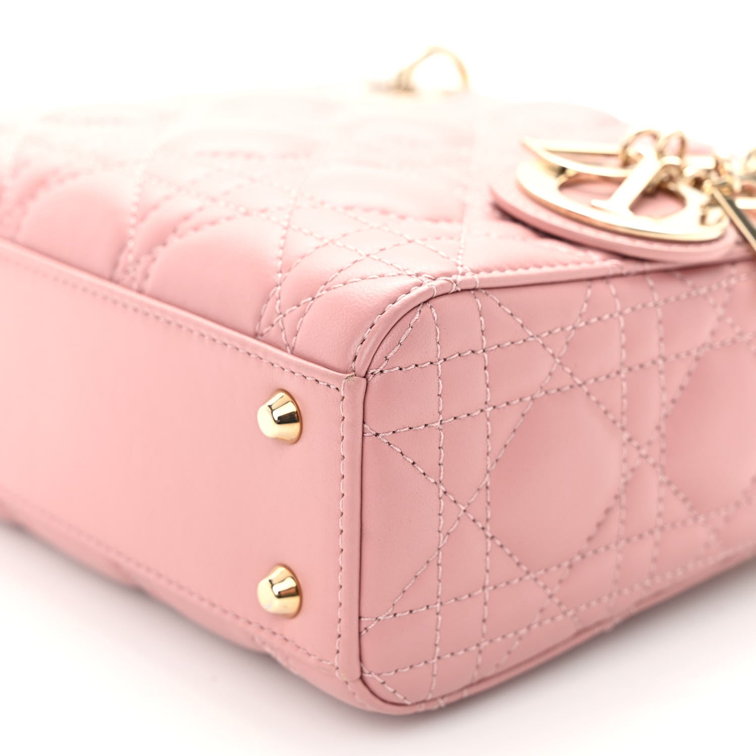 Christian Dior Lambskin Cannage Mini Lady Dior Rose De Vents 9 of 9