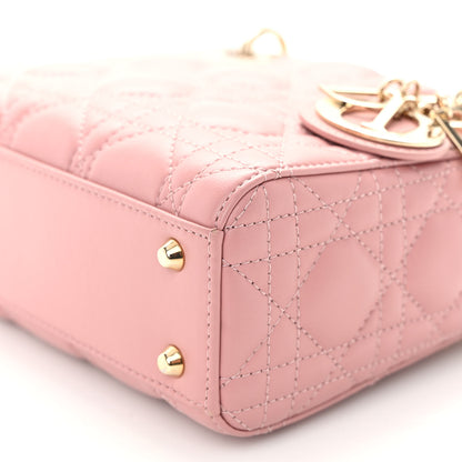 Christian Dior Lambskin Cannage Mini Lady Dior Rose De Vents 9 of 9