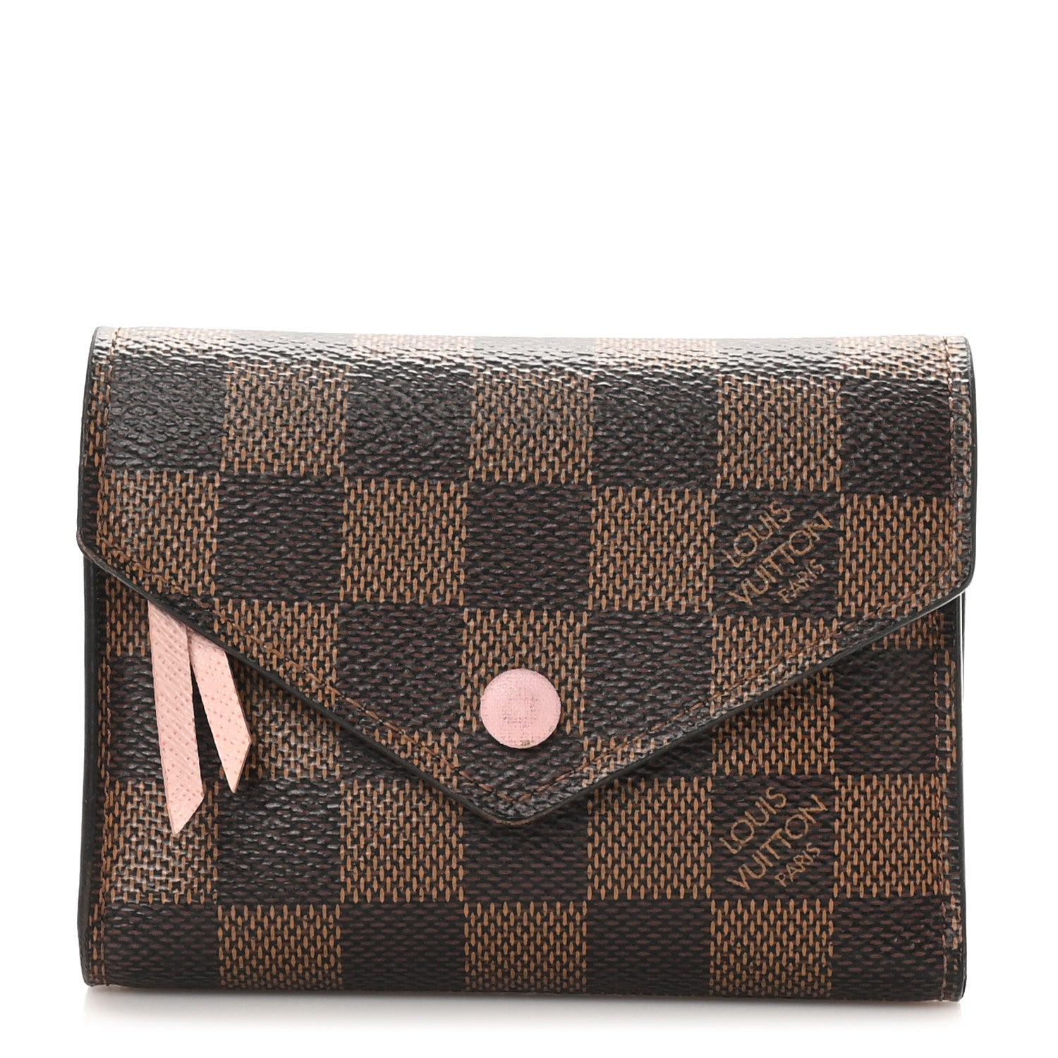 Louis Vuitton Damier Ebene Victorine Wallet Rose Ballerine 1 of 11