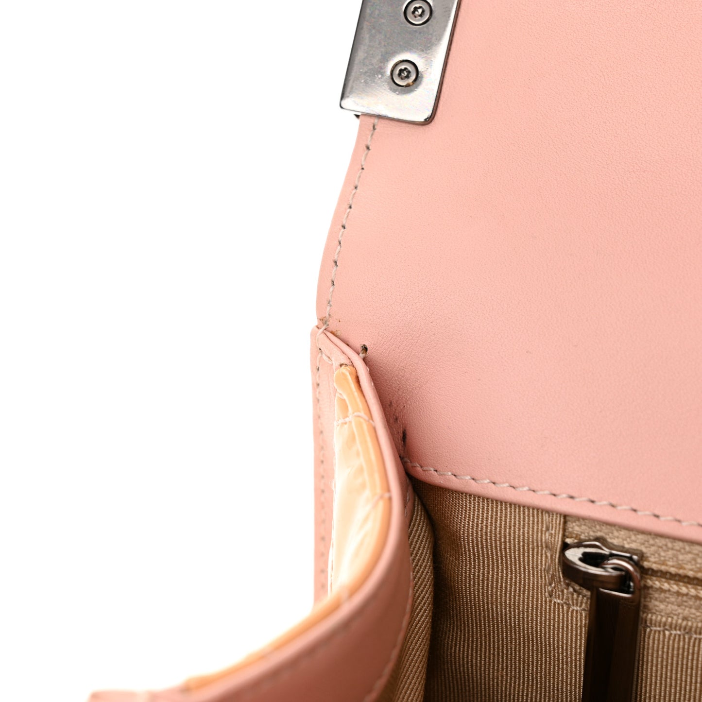 Patent Chevron Quilted New Medium Boy Flap Light Pink