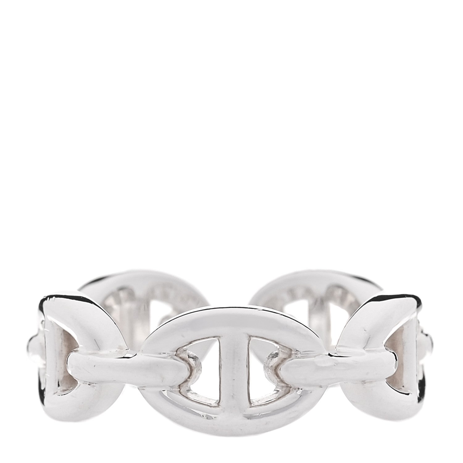 Hermes Sterling Silver PM Chaine d'Ancre Enchainee Band Ring 52 6 1 of 8