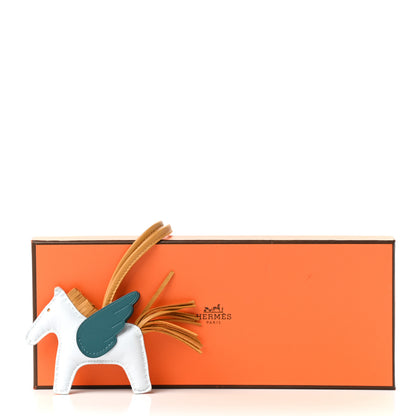Hermes Milo Lambskin Grigri Rodeo Pegase Horse Bag Charm PM Bleu Brume Sesame Vert Bosphore 5 of 5