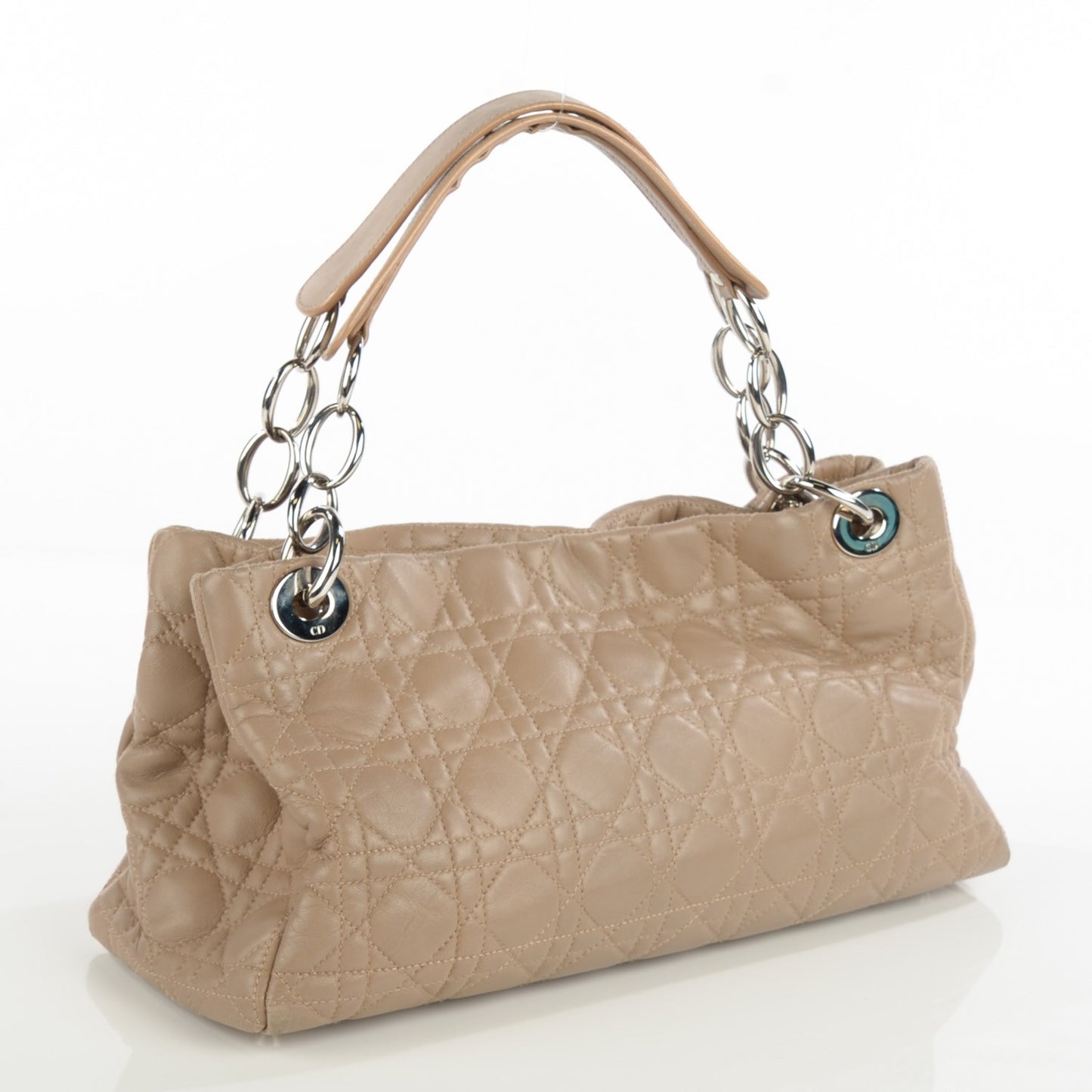 Lambskin Cannage Shoulder Bag Beige