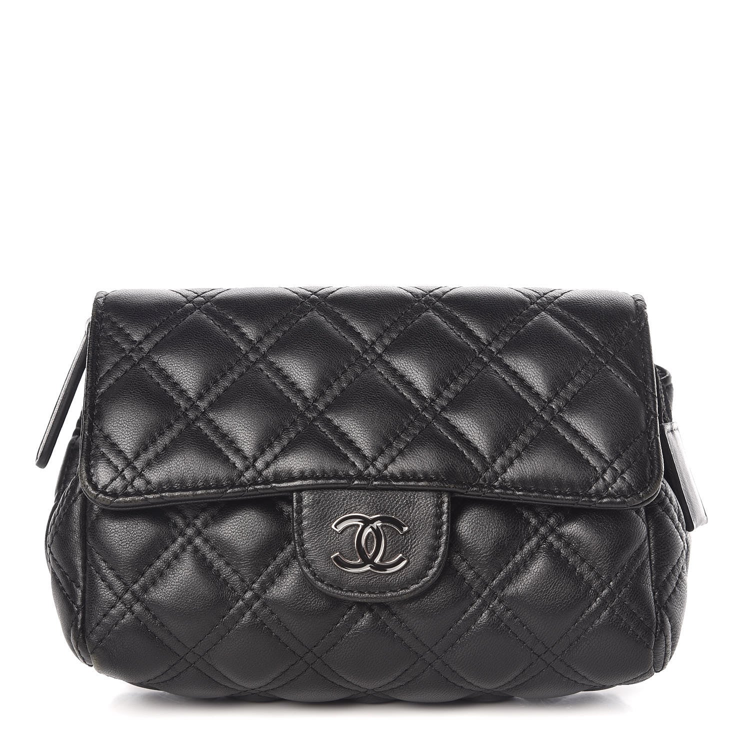 Chanel Lambskin Quilted Flap Cosmetic Case Black 1 of 8