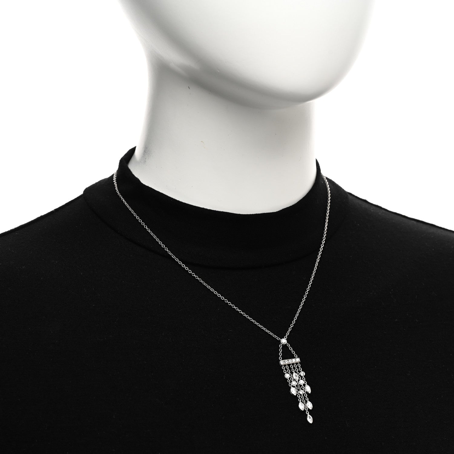 Tiffany Platinum Diamond Swing Chandelier Pendant Necklace 2 of 5