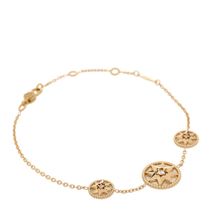 Christian Dior 18K Yellow Gold Diamond Mother of Pearl Rose Des Vents 3-Station Bracelet 1 of 6
