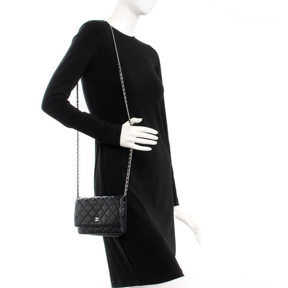 Chanel Lambskin Quilted Wallet On Chain WOC Black 2 of 8