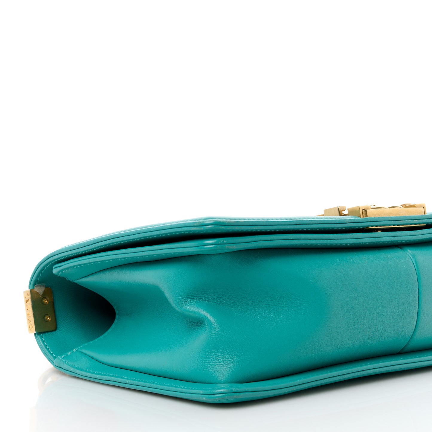 Calfskin Quilted Medium Boy Flap Turquoise