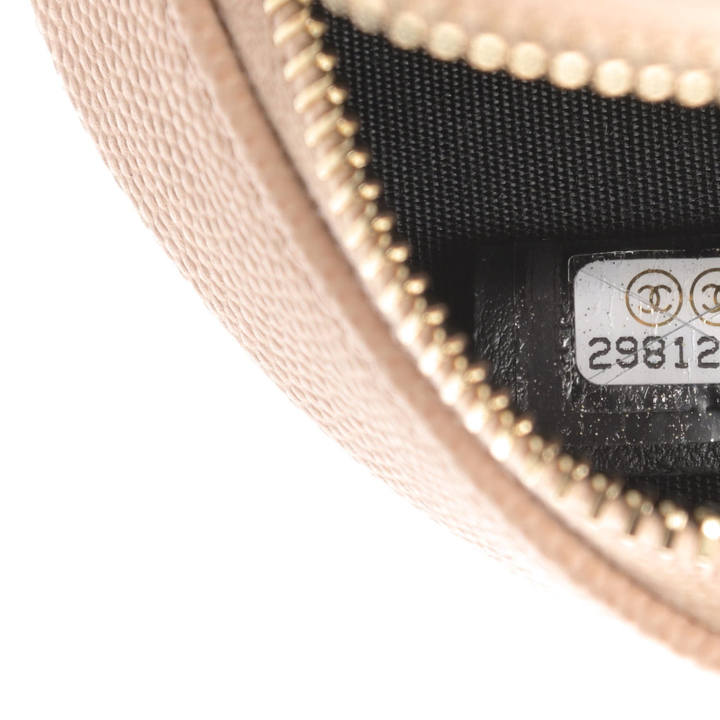 Caviar Quilted Round Filigree Crossbody Beige Black